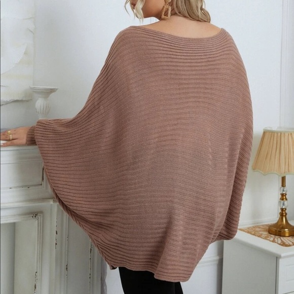 Black plus size dolman sleeve ribbed knit sweater - Picture 8 of 16